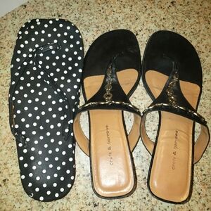 8 Lot of Black & Silver & White Sandals